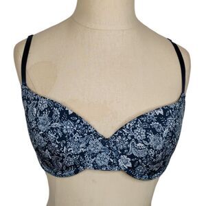 Floral Padded Bra Size 36B Blue and White